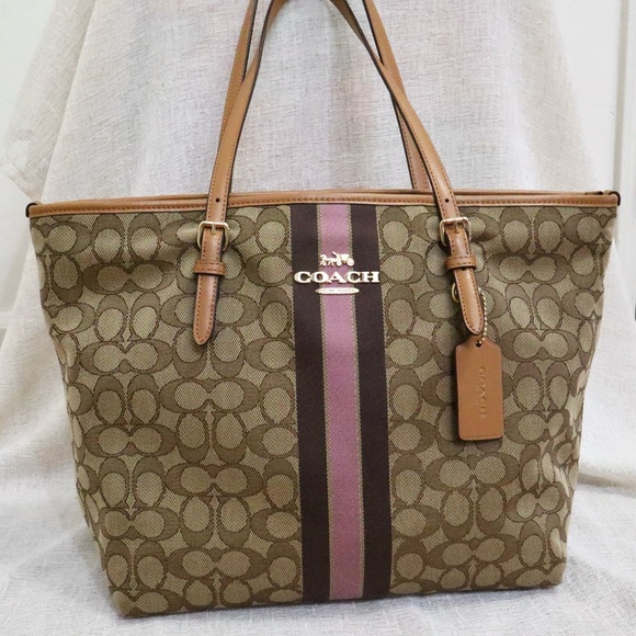 Coach Zip Tote In Signature Jacquard With Stripe - Picture 2 of 15